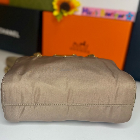 Auth PRADA Triangle Logo Tessuto Nylon Brown Chain Shoulder - Picture 11 of 17